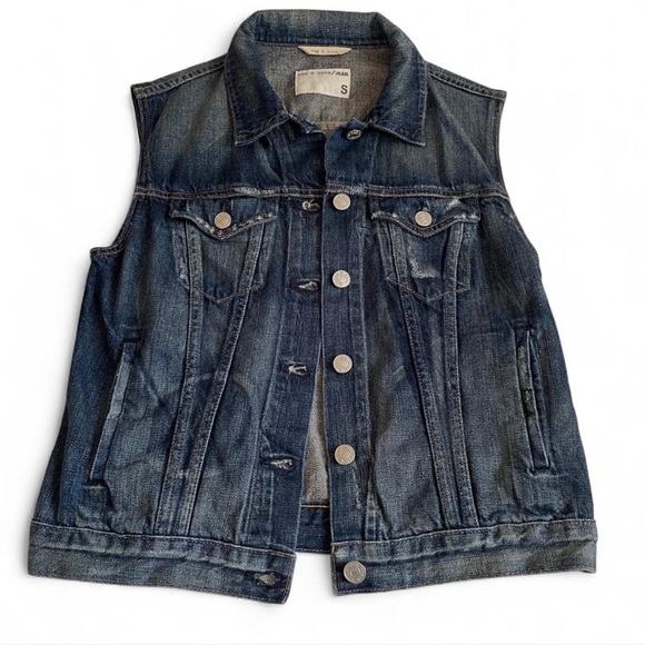 rag & bone jeans Distressed Buttoned Denim Vest ✨ - Picture 3 of 8